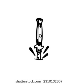 vector illustration of knife sticking concept