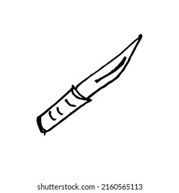 vector illustration, knife or sword icon, freehand drawing design style.