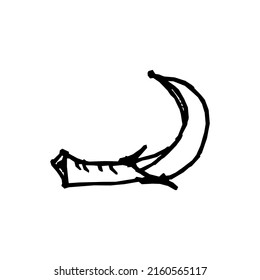 ilustración vectorial, icono de cuchillo o espada, estilo de diseño de dibujo a mano alzada.
