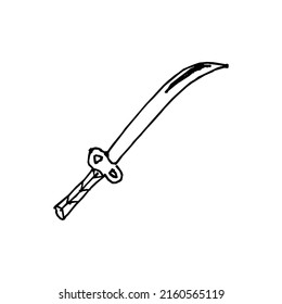 ilustración vectorial, icono de cuchillo o espada, estilo de diseño de dibujo a mano alzada.