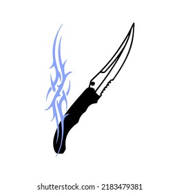 vector illustration of knife with symbol