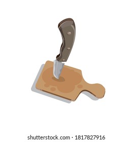  vector illustration knife with wood cutting board no vegetables to cut because all already empty