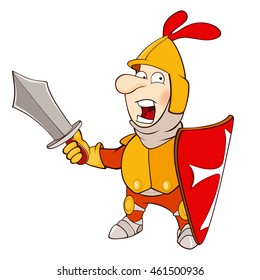 Vector Illustration of a Knight. Cartoon Character 