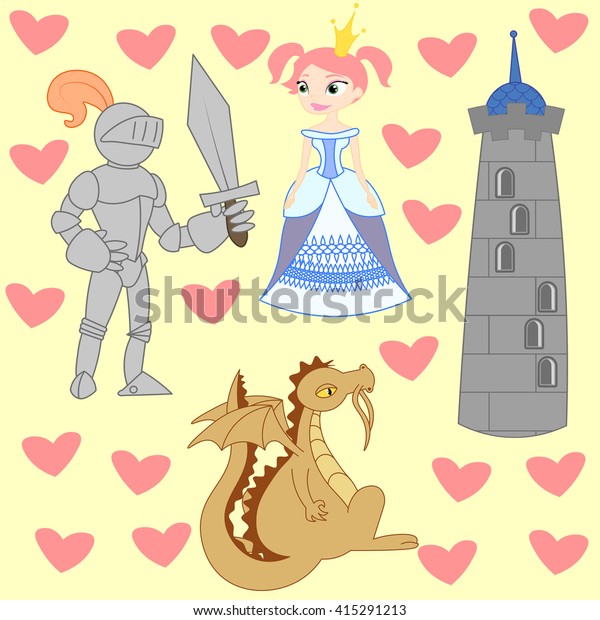 Vector Illustration Knight Fighting Dragon Fabulous Stock Vector ...