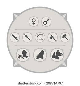Vector illustration of a knight icons set.  Solid fill only no gradients, no gradient mech.