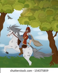 Vector illustration of a knight on  a horse. Eps10.