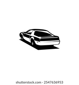 vector illustration of Knight Rider car. isolated white background view from behind. car monochrome. best for logo, badge, emblem, icon, sticker design. available in eps 10