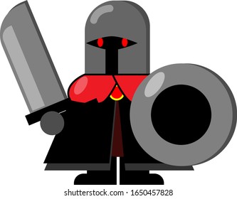 Vector illustration of a knight, shield and sword.