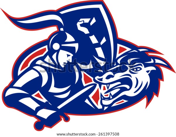 Vector Illustration Knight St George Fighting Stock Vector (Royalty ...