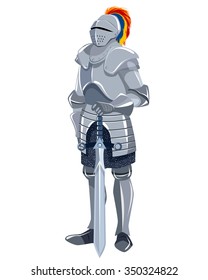 Vector illustration of a knight with sword