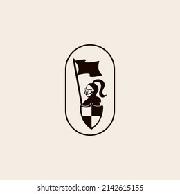 vector illustration of knights and flags for icons, symbols or logos. knight silhouette logo