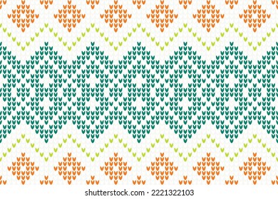 Vector illustration knit sweater The pattern is crocheted from bright multi-colored acrylic yarn. African motives.
