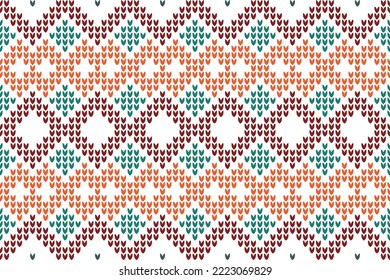 Vector illustration knit texture is crocheted with multi-colored threads. Acrylic baby yarn