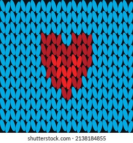 Vector illustration of a knitted background with a heart