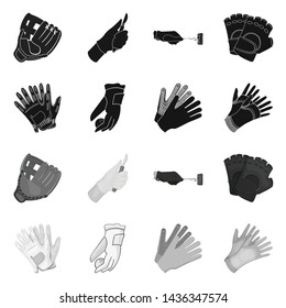 Vector illustration of knitted and keeper icon. Set of knitted and hand stock symbol for web.