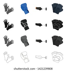 Vector illustration of knitted and keeper logo. Collection of knitted and hand  vector icon for stock.