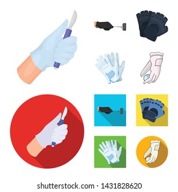 Vector illustration of knitted and keeper sign. Set of knitted and hand stock symbol for web.