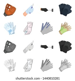 Vector illustration of knitted and keeper sign. Set of knitted and hand stock symbol for web.