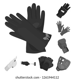 Vector illustration of knitted and keeper symbol. Set of knitted and hand  stock symbol for web.