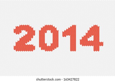 vector illustration of a knitted number 2014