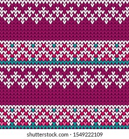 Vector illustration knitted pattern. Vintage christmas decor