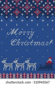 Vector Illustration of Knitted Sweater Greeting card for Design, Website, Background, Banner. Christmas Flyer Template. Holiday Winter Poster.