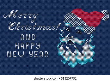 Vector Illustration of Knitted Sweater Greeting card for Design, Website, Background, Banner. Christmas Flyer Template. Holiday Winter Poster.