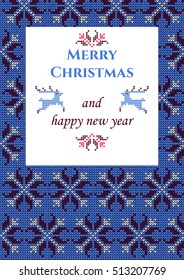 Vector Illustration of Knitted Sweater Greeting card for Design, Website, Background, Banner. Christmas Flyer Template. Holiday Winter Poster.