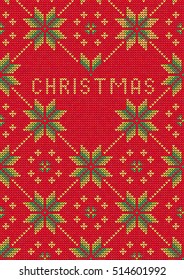 Vector Illustration of Knitted Sweater Greeting card for Design, Website, Background, Banner. Christmas Flyer Template. Holiday Winter Poster.