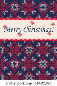 Vector Illustration of Knitted Sweater Greeting card for Design, Website, Background, Banner. Christmas Flyer Template. Holiday Winter Poster.