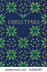 Vector Illustration of Knitted Sweater Greeting card for Design, Website, Background, Banner. Christmas Flyer Template. Holiday Winter Poster.