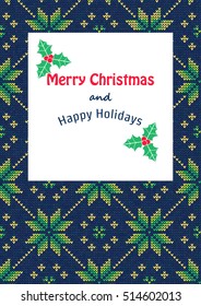Vector Illustration of Knitted Sweater Greeting card for Design, Website, Background, Banner. Christmas Flyer Template. Holiday Winter Poster.