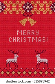 Vector Illustration of Knitted Sweater Greeting card for Design, Website, Background, Banner.
Christmas Flyer Template. Holiday Winter Poster.