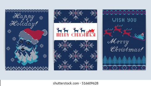 Vector Illustration of Knitted Sweater Greeting card for Design, Website, Background, Banner.
Christmas Flyer Template. Holiday Winter Poster