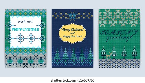 Vector Illustration of Knitted Sweater Greeting card for Design, Website, Background, Banner.
Christmas Flyer Template. Holiday Winter Poster