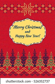 Vector Illustration of Knitted Sweater Greeting card for Design, Website, Background, Banner.
Christmas Flyer Template. Holiday Winter Poster