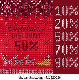 Vector Illustration of Knitted Sweater Sale card for Design, Website, Background, Banner.
Big Christmas Discount Template. Seasons Sale Poster.
