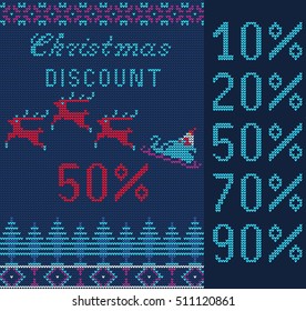 Vector Illustration of Knitted Sweater Sale card for Design, Website, Background, Banner.
Big Christmas Discount Template. Seasons Sale Poster.
