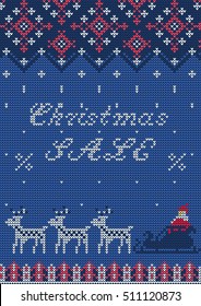 Vector Illustration of Knitted Sweater Sale card for Design, Website, Background, Banner.
Big Christmas Discount Template. Seasons Sale Poster.
