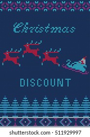 Vector Illustration of Knitted Sweater Sale card for Design, Website, Background, Banner.
Big Christmas Discount Template. Seasons Sale Poster.
