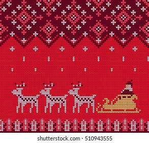 Vector Illustration of Knitted Sweater Seamless Pattern for Design, Website, Background, Banner. Christmas Ornament for Wallpaper or Textile. Norwegian Texture Template