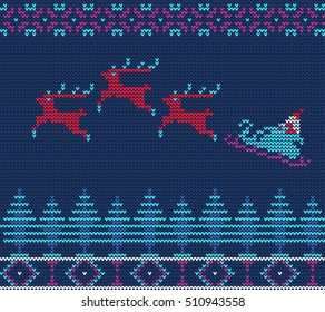 Vector Illustration of Knitted Sweater Seamless Pattern for Design, Website, Background, Banner. Christmas Ornament for Wallpaper or Textile. Norwegian Texture Template