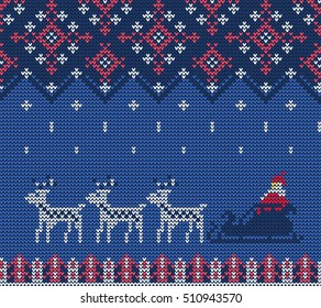 Vector Illustration of Knitted Sweater Seamless Pattern for Design, Website, Background, Banner.
Christmas Ornament for Wallpaper or Textile. Norwegian Texture Template