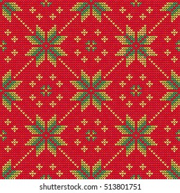 Vector Illustration of Knitted Sweater Seamless Pattern for Design, Website, Background, Banner.
Christmas Ornament for Wallpaper or Textile. Norwegian Texture Template