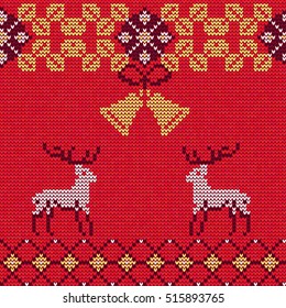 Vector Illustration of Knitted Sweater Seamless Pattern for Design, Website, Background, Banner. Christmas Ornament for Wallpaper or Textile. Norwegian Texture Template.