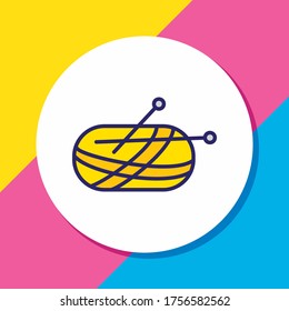 Ilustración vectorial de la línea coloreada con icono de punto. También se puede utilizar como elemento icono de hilados un bello elemento de hobby.