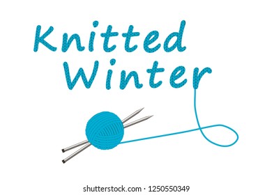 Vector illustration of knitting needles and ball of wool