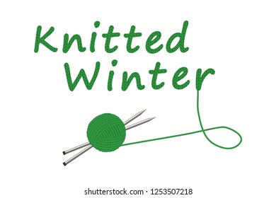 Vector illustration of knitting needles and ball of wool
