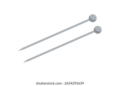 Ilustração vetorial de agulhas de tricô com bola de fio em um estilo confortável desenhado à mão. Símbolo de artesanato, hobby e vida lenta. Elementos de tricô tradicional e agulhas. Paleta de cores suaves