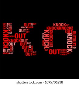 Vector illustration of knock out black on red color word cloud sign
